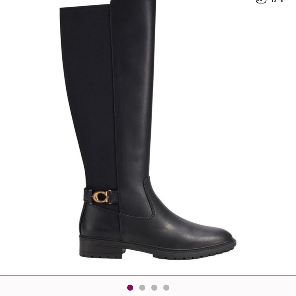 Coach Black Over the Knee Boots with Gold Accent